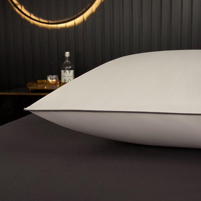 91家纺网 家纺一手货源 找家纺 合纵跨境工厂 2025新款纯色专版花型枕芯跨境外贸JIT一件代发TEMU亚马逊希音包过核价冰丝刺绣羽丝枕头 山灰 单边48x74cm低枕