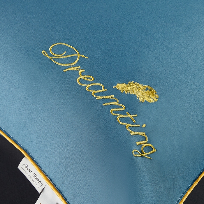 91家纺网 家纺一手货源 找家纺 合纵跨境工厂 2025新款纯色专版花型枕芯跨境外贸JIT一件代发TEMU亚马逊希音包过核价冰丝刺绣羽丝枕头 宾利兰 单边48x74cm中枕