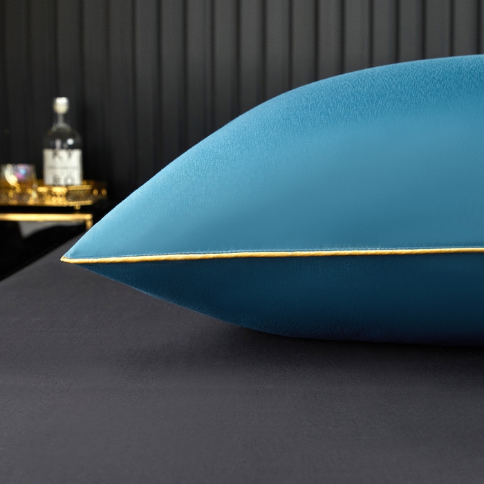 91家纺网 家纺一手货源 找家纺 合纵跨境工厂 2025新款纯色专版花型枕芯跨境外贸JIT一件代发TEMU亚马逊希音包过核价冰丝刺绣羽丝枕头 宾利兰 单边48x74cm高枕