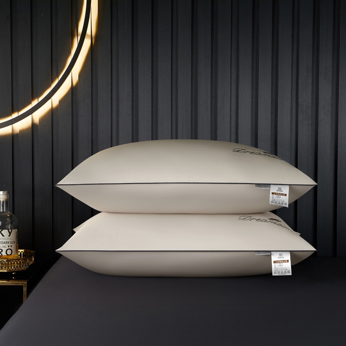 91家纺网 家纺一手货源 找家纺 合纵跨境工厂 2025新款纯色专版花型枕芯跨境外贸JIT一件代发TEMU亚马逊希音包过核价冰丝刺绣羽丝枕头 山灰 单边48x74cm高枕