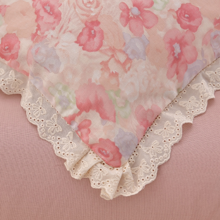 91家纺网 家纺一手货源 找家纺 绘萱家居 2026春夏新款纯棉100%全棉双层纱镂空花边工艺款床裙四件套 CQ花叮