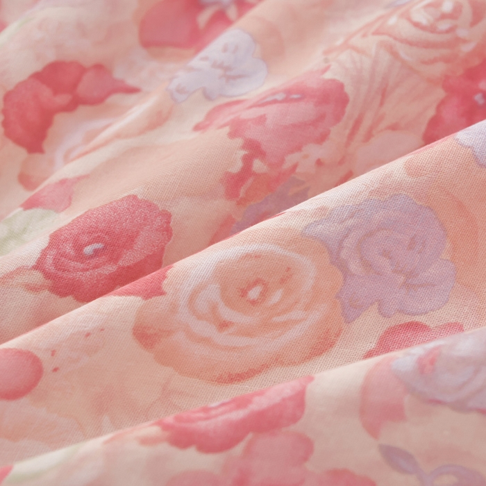 91家纺网 家纺一手货源 找家纺 绘萱家居 2026春夏新款纯棉100%全棉双层纱镂空花边工艺款床裙四件套 CQ花叮