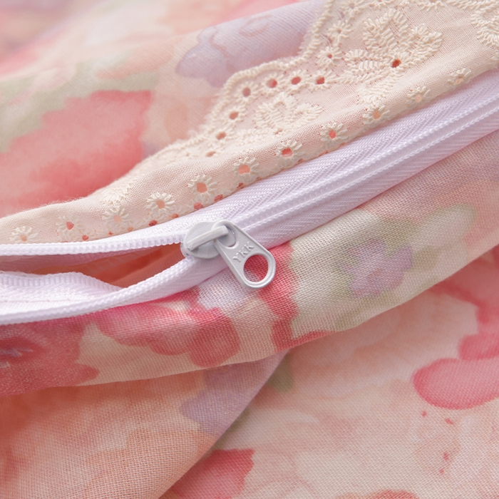 91家纺网 家纺一手货源 找家纺 绘萱家居 2026春夏新款纯棉100%全棉双层纱镂空花边工艺款床裙四件套 CQ花叮