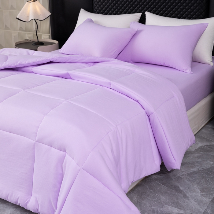 91家纺网 家纺一手货源 找家纺 合纵跨境工厂 2025新款爆款水洗棉被芯四季款跨境外贸JIT一件代发TEMU亚马逊希音包过核价单被子 浅紫色