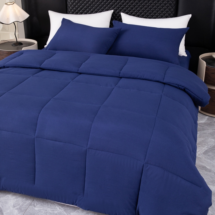 91家纺网 家纺一手货源 找家纺 合纵跨境工厂 2025新款爆款水洗棉被芯四季款跨境外贸JIT一件代发TEMU亚马逊希音包过核价单被子 藏青色