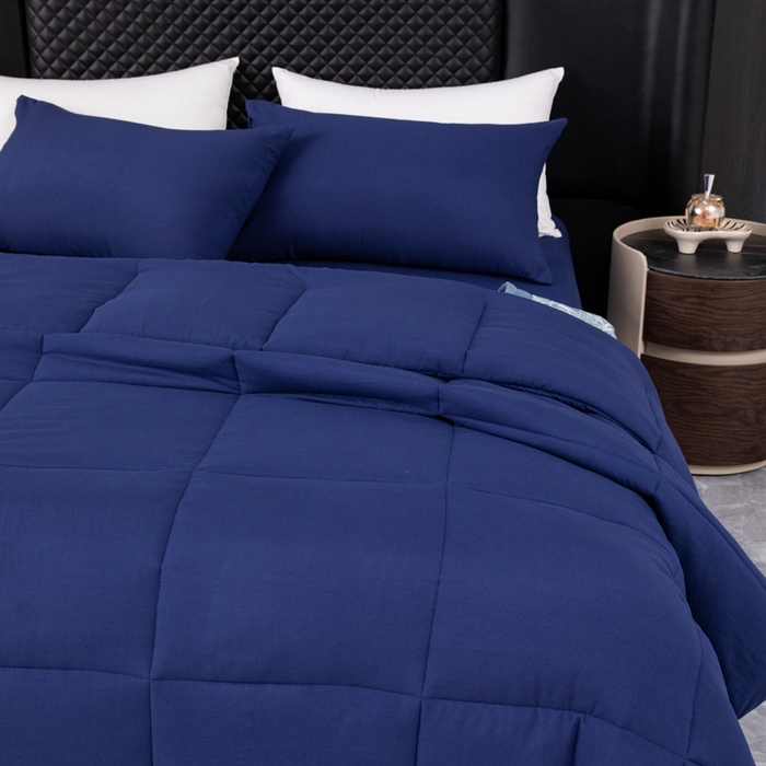 91家纺网 家纺一手货源 找家纺 合纵跨境工厂 2025新款爆款水洗棉被芯四季款跨境外贸JIT一件代发TEMU亚马逊希音包过核价单被子 藏青色