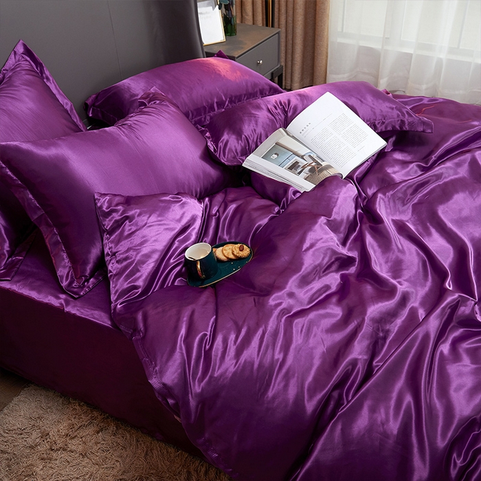 91家纺网 家纺一手货源 找家纺 （总）合纵跨境工厂 新款水洗真丝纯色四件套跨境外贸JIT一件代发TEMU亚马逊希音包过核价冰丝床单款床笠款四件套