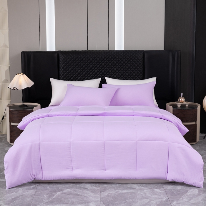 91家纺网 家纺一手货源 找家纺 合纵跨境工厂 2025新款爆款水洗棉被芯四季款跨境外贸JIT一件代发TEMU亚马逊希音包过核价单被子 浅紫色