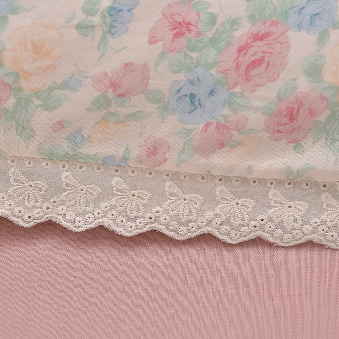 91家纺网 家纺一手货源 找家纺 绘萱家居 2026春夏新款纯棉100%全棉双层纱镂空花边工艺款床裙四件套 CQ佩洛斯