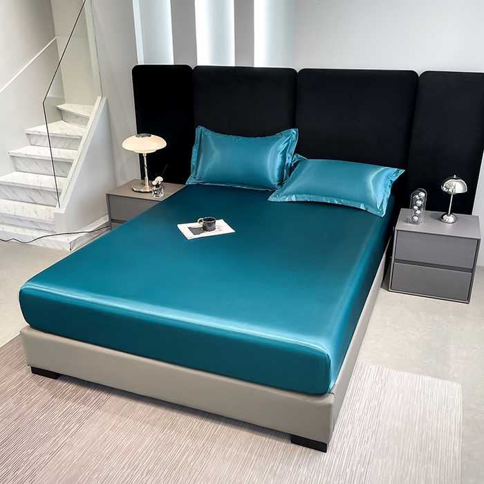 91家纺网 家纺一手货源 找家纺 合纵跨境工厂 2025新款水洗真丝床笠隔尿床单床垫保护套跨境外贸JIT一件代发TEMU亚马逊希音包过核价TPU防水床笠 \" 巴黎蓝