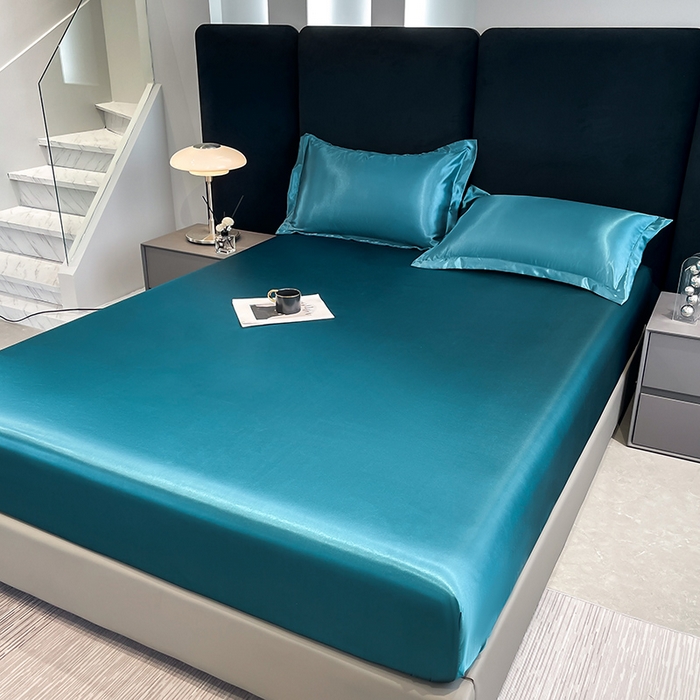 91家纺网 家纺一手货源 找家纺 合纵跨境工厂 2025新款水洗真丝床笠隔尿床单床垫保护套跨境外贸JIT一件代发TEMU亚马逊希音包过核价TPU防水床笠 \" 巴黎蓝