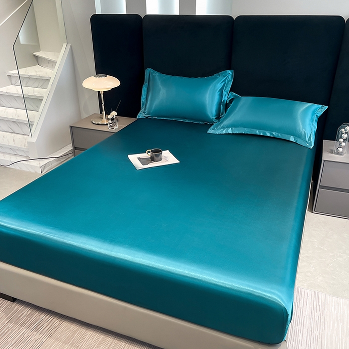 91家纺网 家纺一手货源 找家纺 合纵跨境工厂 2025新款水洗真丝床笠隔尿床单床垫保护套跨境外贸JIT一件代发TEMU亚马逊希音包过核价TPU防水床笠 \" 巴黎蓝