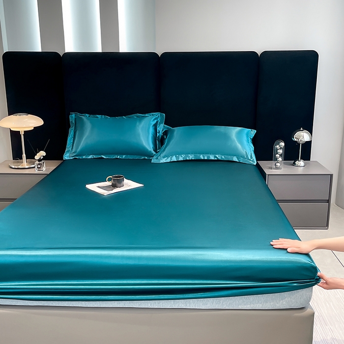 91家纺网 家纺一手货源 找家纺 合纵跨境工厂 2025新款水洗真丝床笠隔尿床单床垫保护套跨境外贸JIT一件代发TEMU亚马逊希音包过核价TPU防水床笠 \" 巴黎蓝