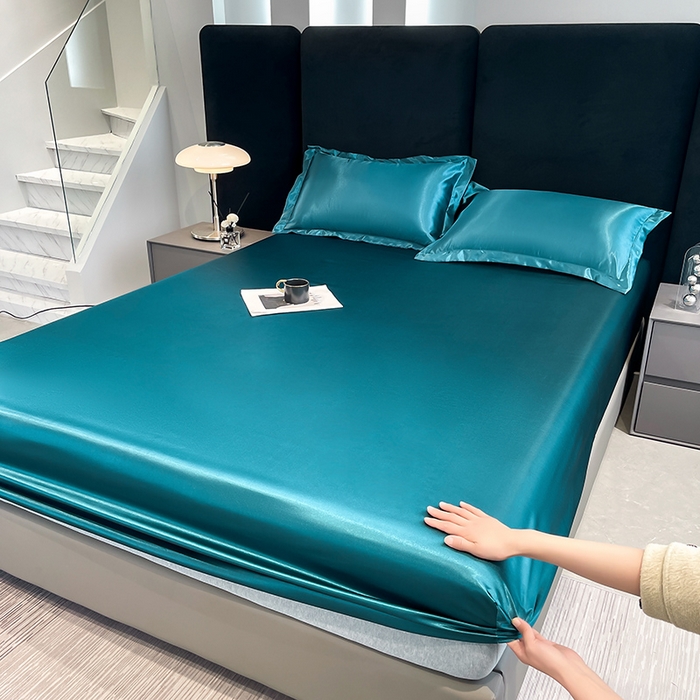 91家纺网 家纺一手货源 找家纺 合纵跨境工厂 2025新款水洗真丝床笠隔尿床单床垫保护套跨境外贸JIT一件代发TEMU亚马逊希音包过核价TPU防水床笠 \" 巴黎蓝