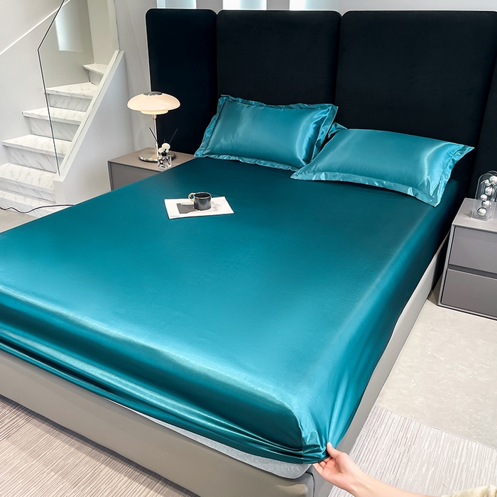 91家纺网 家纺一手货源 找家纺 合纵跨境工厂 2025新款水洗真丝床笠隔尿床单床垫保护套跨境外贸JIT一件代发TEMU亚马逊希音包过核价TPU防水床笠 \" 巴黎蓝