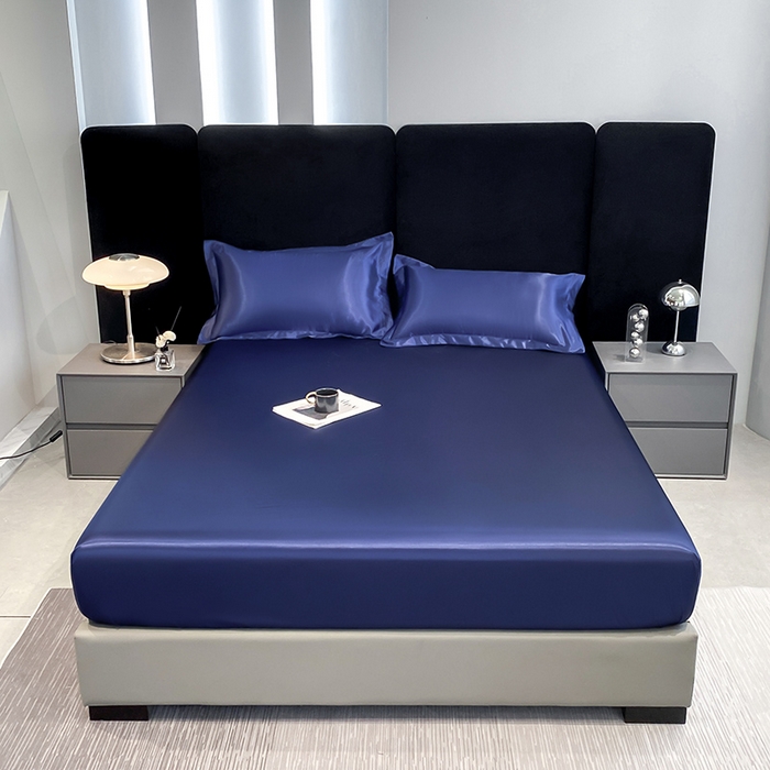 合纵跨境工厂 2025新款水洗真丝床笠隔尿床单床垫保护套跨境外贸JIT一件代发TEMU亚马逊希音包过核价TPU防水床笠 \" 藏青色