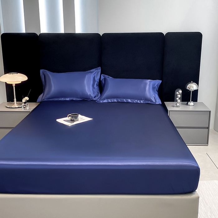 91家纺网 家纺一手货源 找家纺 合纵跨境工厂 2025新款水洗真丝床笠隔尿床单床垫保护套跨境外贸JIT一件代发TEMU亚马逊希音包过核价TPU防水床笠 \" 藏青色