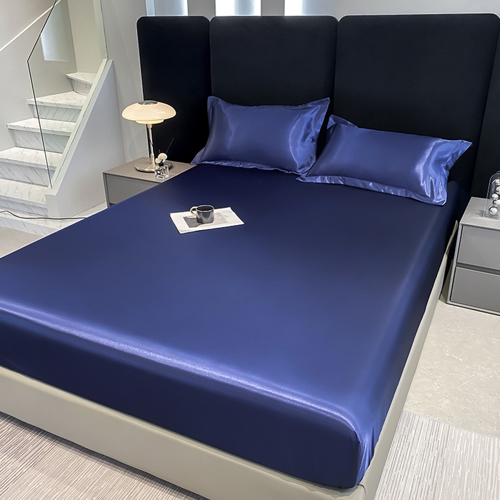 91家纺网 家纺一手货源 找家纺 合纵跨境工厂 2025新款水洗真丝床笠隔尿床单床垫保护套跨境外贸JIT一件代发TEMU亚马逊希音包过核价TPU防水床笠 \" 藏青色
