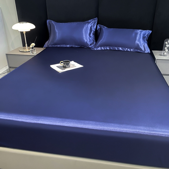 91家纺网 家纺一手货源 找家纺 合纵跨境工厂 2025新款水洗真丝床笠隔尿床单床垫保护套跨境外贸JIT一件代发TEMU亚马逊希音包过核价TPU防水床笠 \" 藏青色