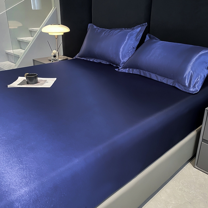 91家纺网 家纺一手货源 找家纺 合纵跨境工厂 2025新款水洗真丝床笠隔尿床单床垫保护套跨境外贸JIT一件代发TEMU亚马逊希音包过核价TPU防水床笠 \" 藏青色