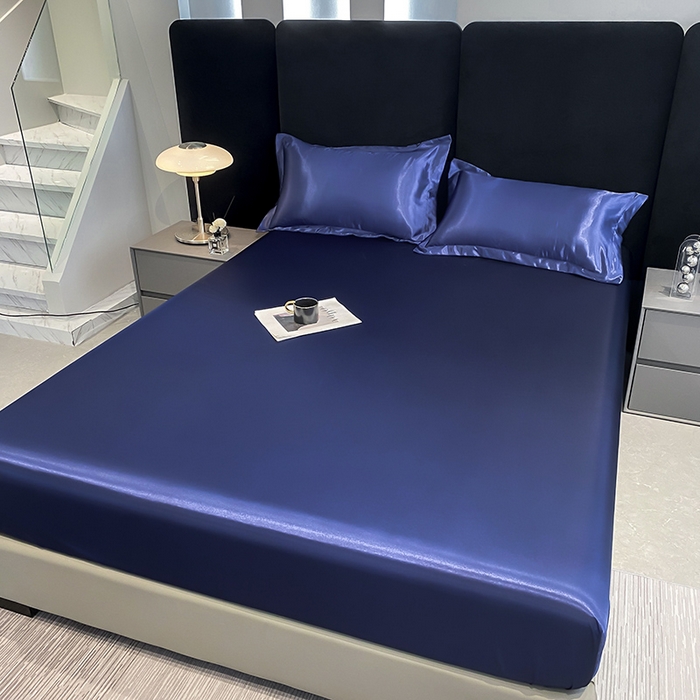 91家纺网 家纺一手货源 找家纺 合纵跨境工厂 2025新款水洗真丝床笠隔尿床单床垫保护套跨境外贸JIT一件代发TEMU亚马逊希音包过核价TPU防水床笠 \" 藏青色