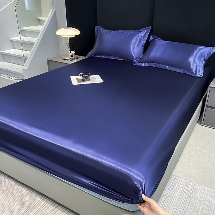 91家纺网 家纺一手货源 找家纺 合纵跨境工厂 2025新款水洗真丝床笠隔尿床单床垫保护套跨境外贸JIT一件代发TEMU亚马逊希音包过核价TPU防水床笠 \" 藏青色