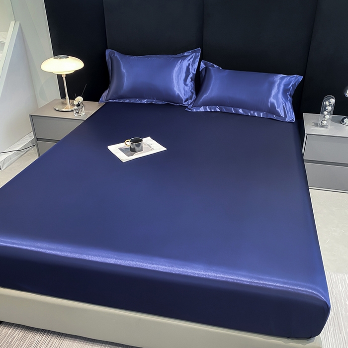 91家纺网 家纺一手货源 找家纺 合纵跨境工厂 2025新款水洗真丝床笠隔尿床单床垫保护套跨境外贸JIT一件代发TEMU亚马逊希音包过核价TPU防水床笠 \" 藏青色