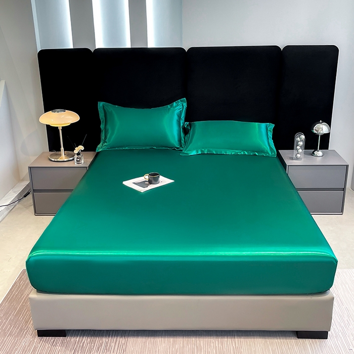 合纵跨境工厂 2025新款水洗真丝床笠隔尿床单床垫保护套跨境外贸JIT一件代发TEMU亚马逊希音包过核价TPU防水床笠 \" 翡翠绿