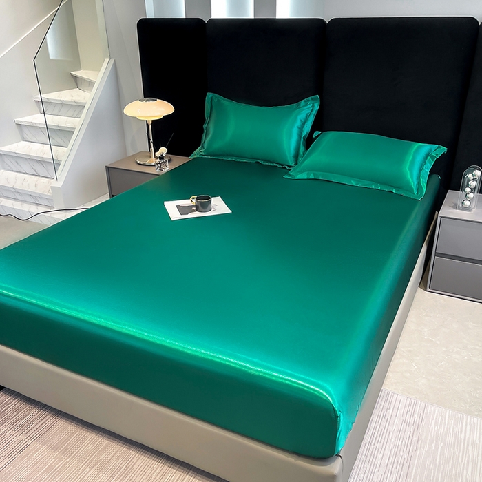 91家纺网 家纺一手货源 找家纺 合纵跨境工厂 2025新款水洗真丝床笠隔尿床单床垫保护套跨境外贸JIT一件代发TEMU亚马逊希音包过核价TPU防水床笠 \" 翡翠绿