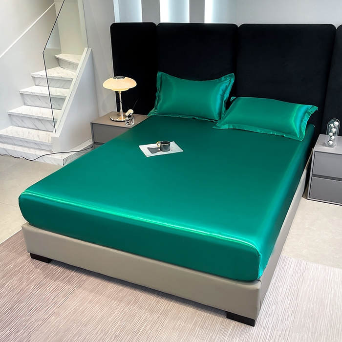 91家纺网 家纺一手货源 找家纺 合纵跨境工厂 2025新款水洗真丝床笠隔尿床单床垫保护套跨境外贸JIT一件代发TEMU亚马逊希音包过核价TPU防水床笠 \" 翡翠绿