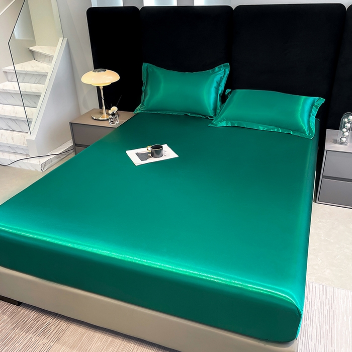 91家纺网 家纺一手货源 找家纺 合纵跨境工厂 2025新款水洗真丝床笠隔尿床单床垫保护套跨境外贸JIT一件代发TEMU亚马逊希音包过核价TPU防水床笠 \" 翡翠绿