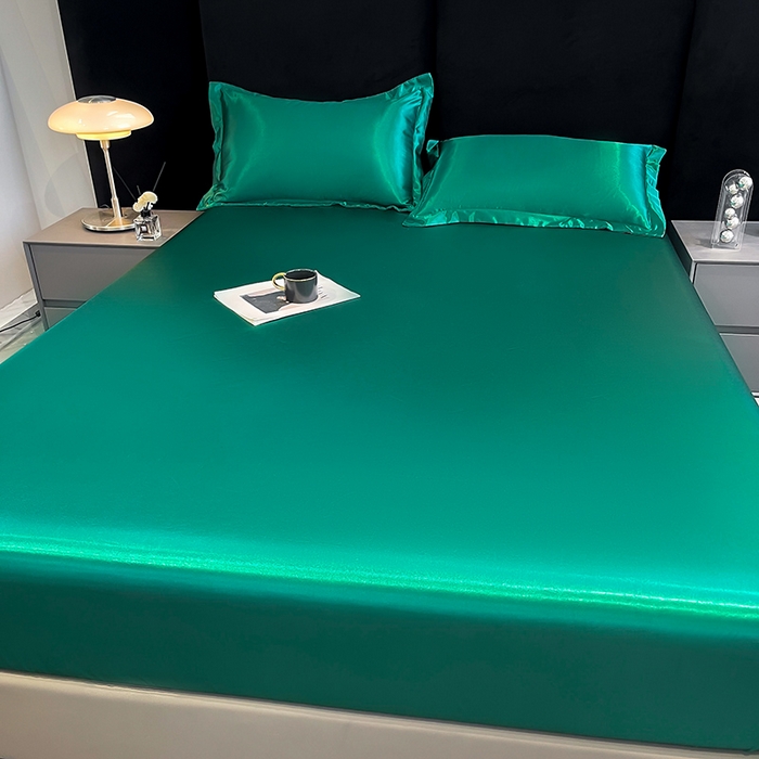91家纺网 家纺一手货源 找家纺 合纵跨境工厂 2025新款水洗真丝床笠隔尿床单床垫保护套跨境外贸JIT一件代发TEMU亚马逊希音包过核价TPU防水床笠 \" 翡翠绿