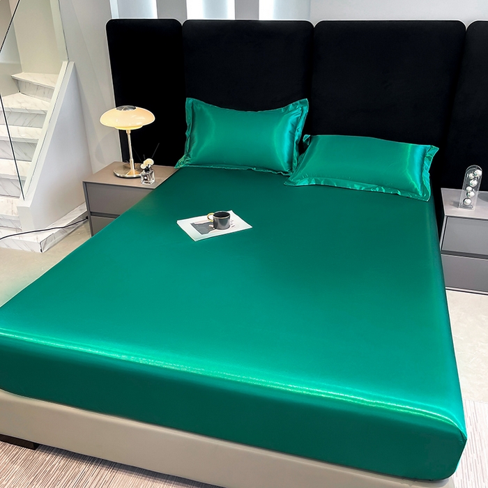 91家纺网 家纺一手货源 找家纺 合纵跨境工厂 2025新款水洗真丝床笠隔尿床单床垫保护套跨境外贸JIT一件代发TEMU亚马逊希音包过核价TPU防水床笠 \" 翡翠绿