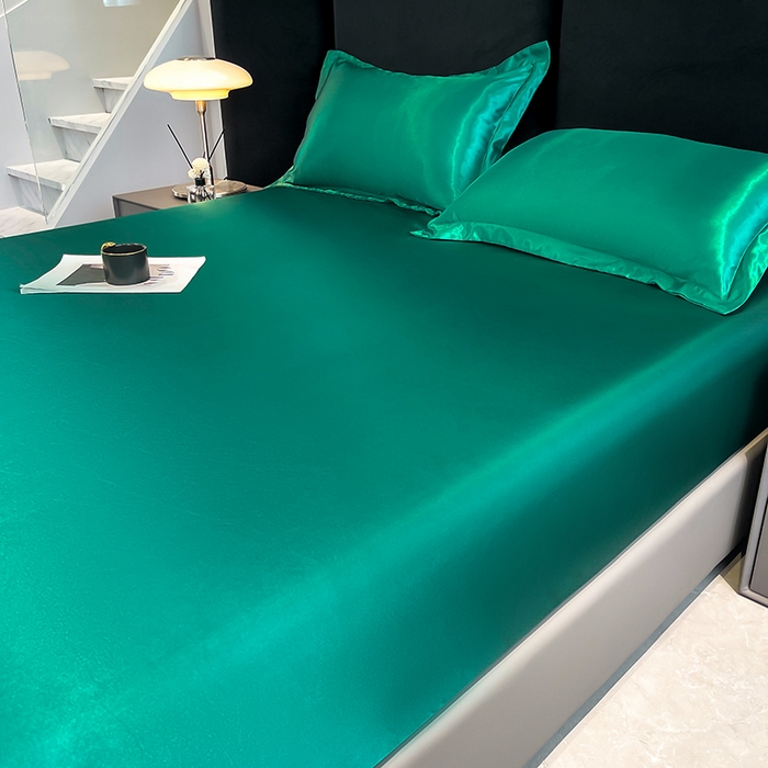 91家纺网 家纺一手货源 找家纺 合纵跨境工厂 2025新款水洗真丝床笠隔尿床单床垫保护套跨境外贸JIT一件代发TEMU亚马逊希音包过核价TPU防水床笠 \" 翡翠绿