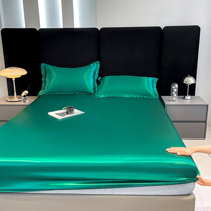 91家纺网 家纺一手货源 找家纺 合纵跨境工厂 2025新款水洗真丝床笠隔尿床单床垫保护套跨境外贸JIT一件代发TEMU亚马逊希音包过核价TPU防水床笠 \" 翡翠绿
