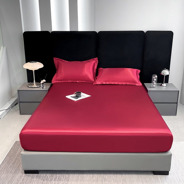 合纵跨境工厂 2025新款水洗真丝床笠隔尿床单床垫保护套跨境外贸JIT一件代发TEMU亚马逊希音包过核价TPU防水床笠 \" 玛瑙红