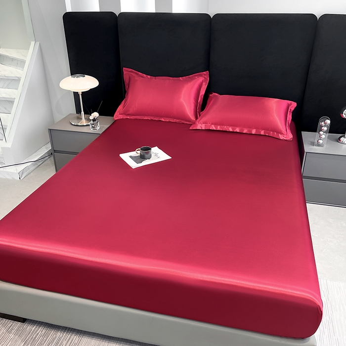 91家纺网 家纺一手货源 找家纺 合纵跨境工厂 2025新款水洗真丝床笠隔尿床单床垫保护套跨境外贸JIT一件代发TEMU亚马逊希音包过核价TPU防水床笠 \" 玛瑙红
