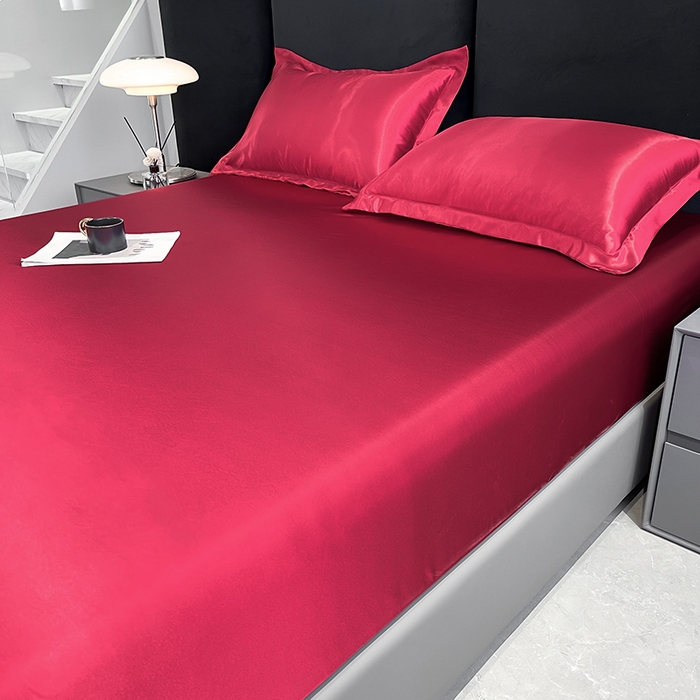 91家纺网 家纺一手货源 找家纺 合纵跨境工厂 2025新款水洗真丝床笠隔尿床单床垫保护套跨境外贸JIT一件代发TEMU亚马逊希音包过核价TPU防水床笠 \" 玛瑙红