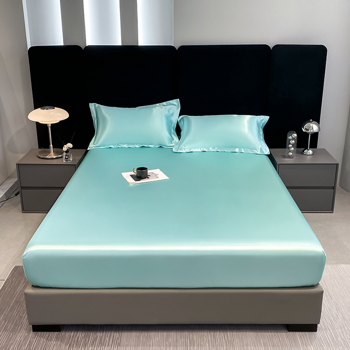 合纵跨境工厂 2025新款水洗真丝床笠隔尿床单床垫保护套跨境外贸JIT一件代发TEMU亚马逊希音包过核价TPU防水床笠 \\\" 天之蓝