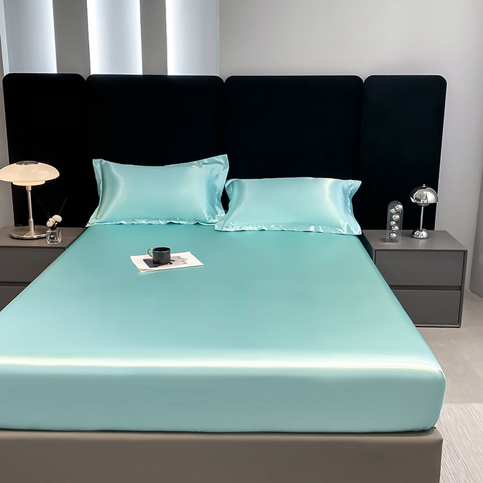 91家纺网 家纺一手货源 找家纺 合纵跨境工厂 2025新款水洗真丝床笠隔尿床单床垫保护套跨境外贸JIT一件代发TEMU亚马逊希音包过核价TPU防水床笠 \\\" 天之蓝