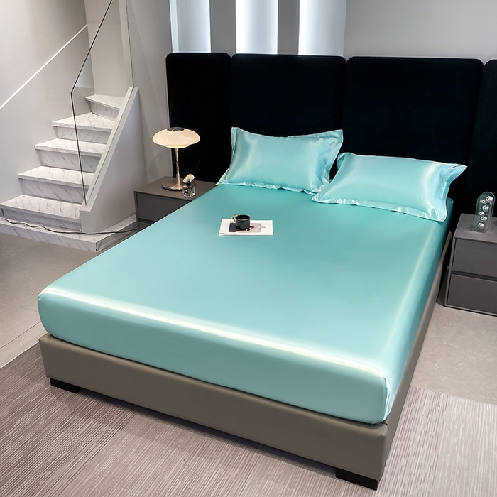 91家纺网 家纺一手货源 找家纺 合纵跨境工厂 2025新款水洗真丝床笠隔尿床单床垫保护套跨境外贸JIT一件代发TEMU亚马逊希音包过核价TPU防水床笠 \\\" 天之蓝