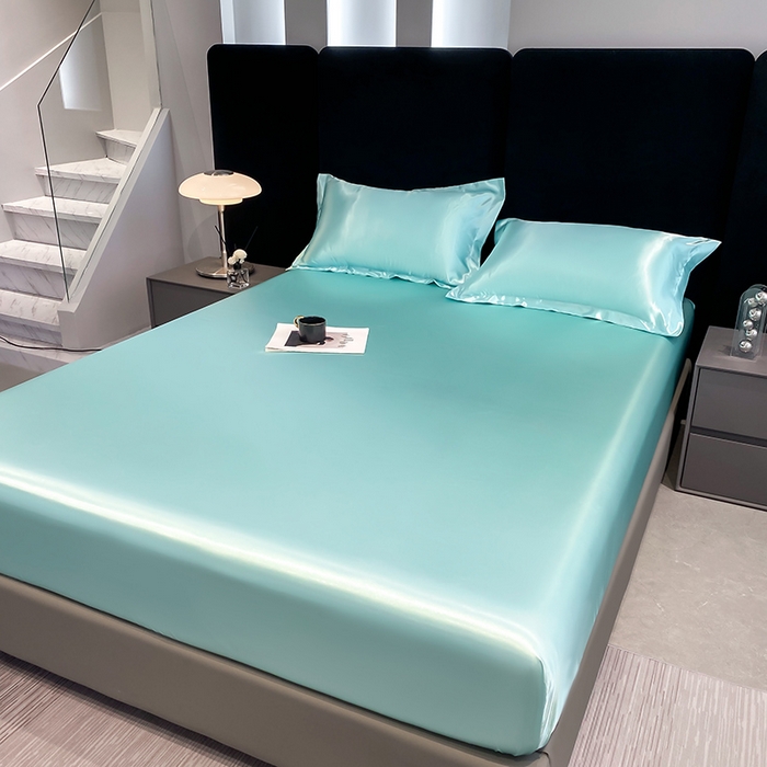 91家纺网 家纺一手货源 找家纺 合纵跨境工厂 2025新款水洗真丝床笠隔尿床单床垫保护套跨境外贸JIT一件代发TEMU亚马逊希音包过核价TPU防水床笠 \\\" 天之蓝