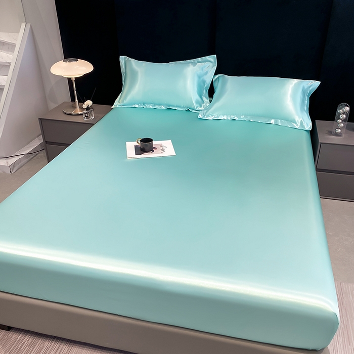 91家纺网 家纺一手货源 找家纺 合纵跨境工厂 2025新款水洗真丝床笠隔尿床单床垫保护套跨境外贸JIT一件代发TEMU亚马逊希音包过核价TPU防水床笠 \\\" 天之蓝