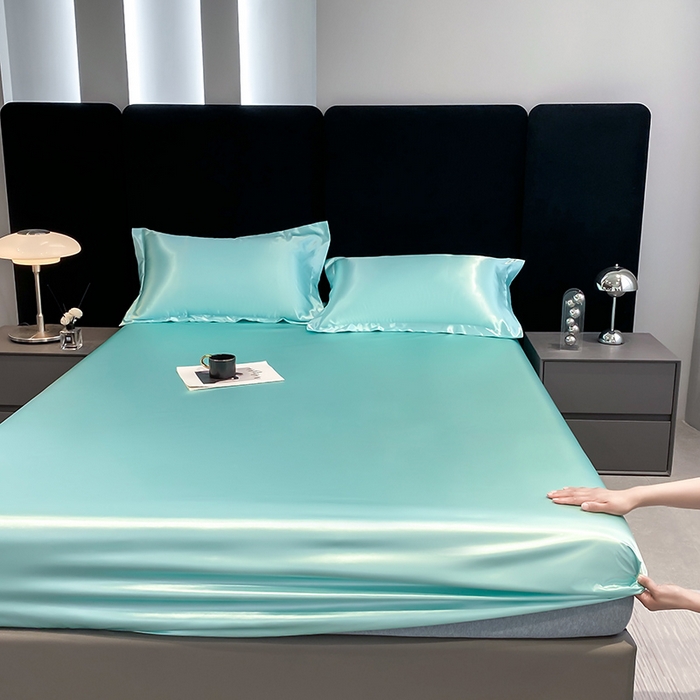 91家纺网 家纺一手货源 找家纺 合纵跨境工厂 2025新款水洗真丝床笠隔尿床单床垫保护套跨境外贸JIT一件代发TEMU亚马逊希音包过核价TPU防水床笠 \\\" 天之蓝