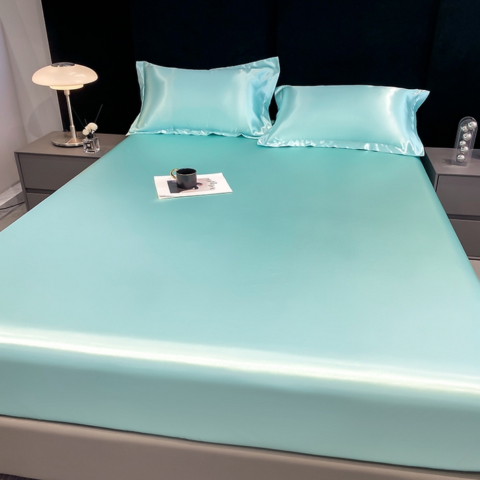91家纺网 家纺一手货源 找家纺 合纵跨境工厂 2025新款水洗真丝床笠隔尿床单床垫保护套跨境外贸JIT一件代发TEMU亚马逊希音包过核价TPU防水床笠 \\\" 天之蓝