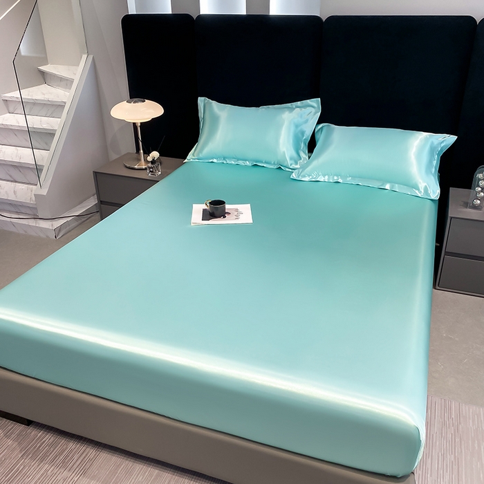 91家纺网 家纺一手货源 找家纺 合纵跨境工厂 2025新款水洗真丝床笠隔尿床单床垫保护套跨境外贸JIT一件代发TEMU亚马逊希音包过核价TPU防水床笠 \\\" 天之蓝