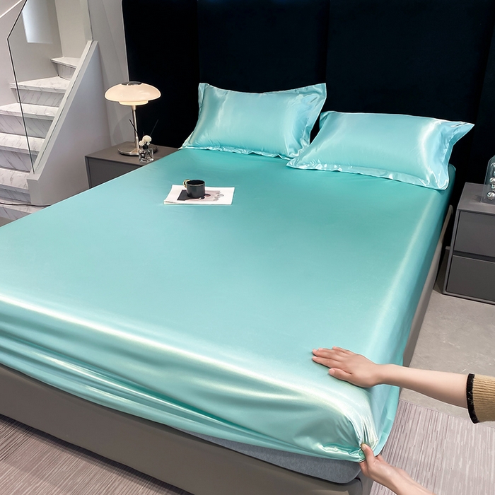 91家纺网 家纺一手货源 找家纺 合纵跨境工厂 2025新款水洗真丝床笠隔尿床单床垫保护套跨境外贸JIT一件代发TEMU亚马逊希音包过核价TPU防水床笠 \\\" 天之蓝