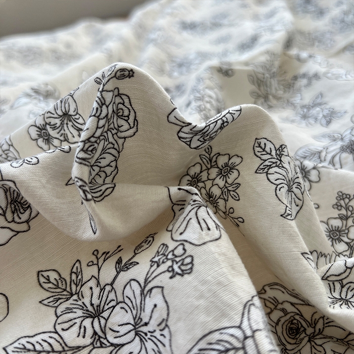 91家纺网 家纺一手货源 找家纺 原素 2025少女心云感双层纱皱皱边花卉四件套 金枝玉叶