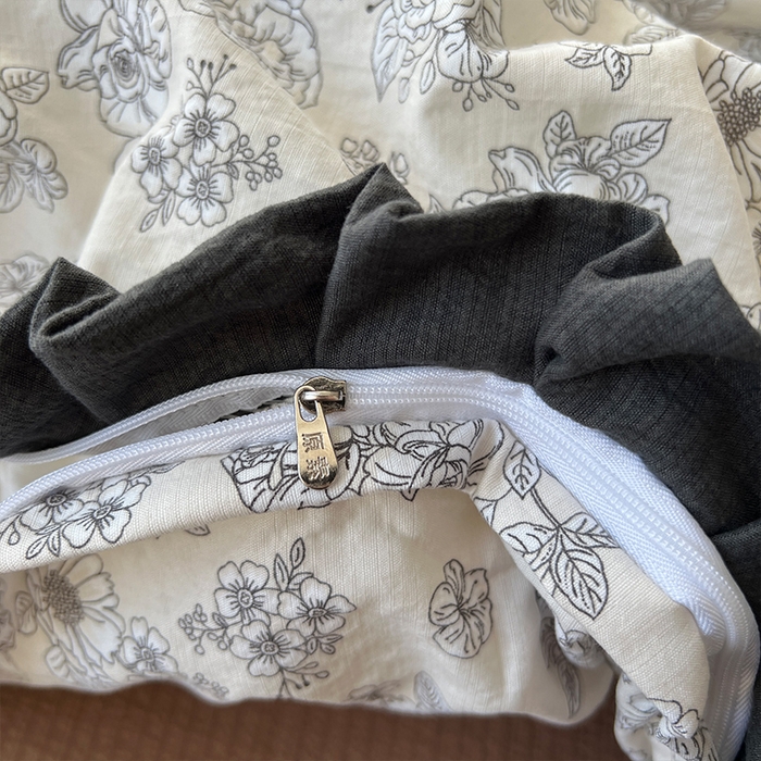 91家纺网 家纺一手货源 找家纺 原素 2025少女心云感双层纱皱皱边花卉四件套 金枝玉叶