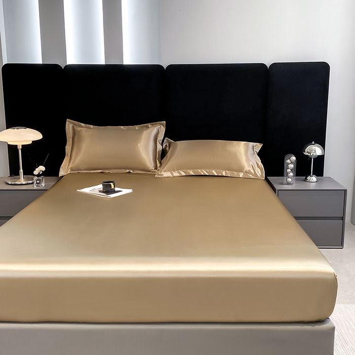 91家纺网 家纺一手货源 找家纺 合纵跨境工厂 2025新款水洗真丝床笠隔尿床单床垫保护套跨境外贸JIT一件代发TEMU亚马逊希音包过核价TPU防水床笠 \" 香槟金